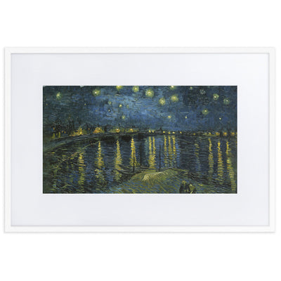 Starry Night over the Rhône - Poster im Rahmen mit Passepartout Van Gogh Weiß / 61×91 cm artlia