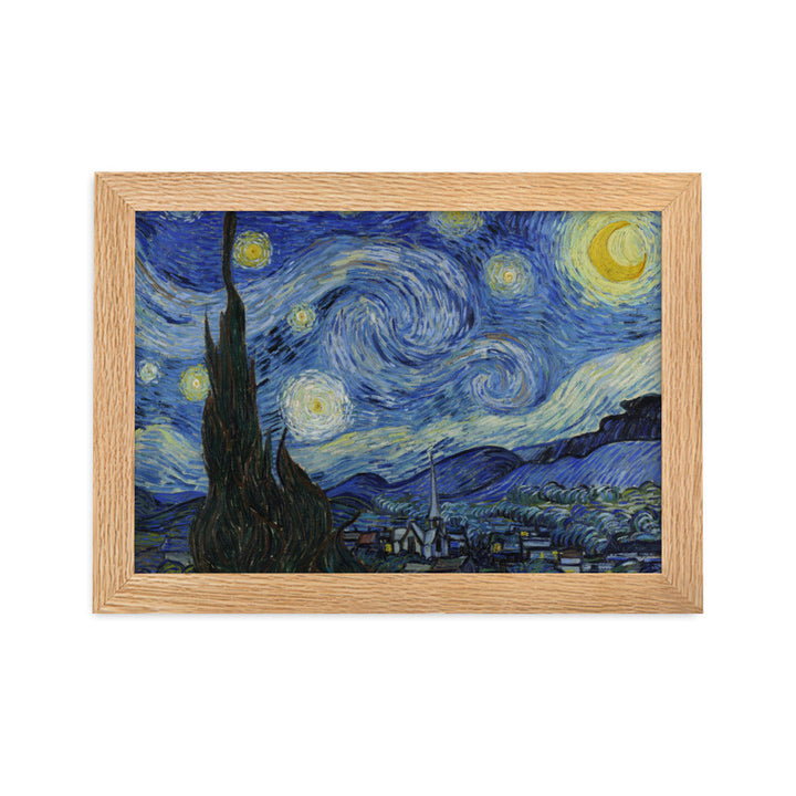 Starry Night, Van Gogh - Poster im Rahmen Van Gogh horizontal (original) / Oak / 21×30 cm artlia