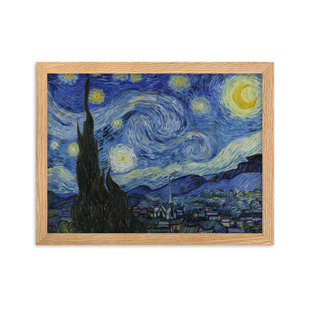 Starry Night, Van Gogh - Poster im Rahmen Van Gogh horizontal (original) / Oak / 30×40 cm artlia