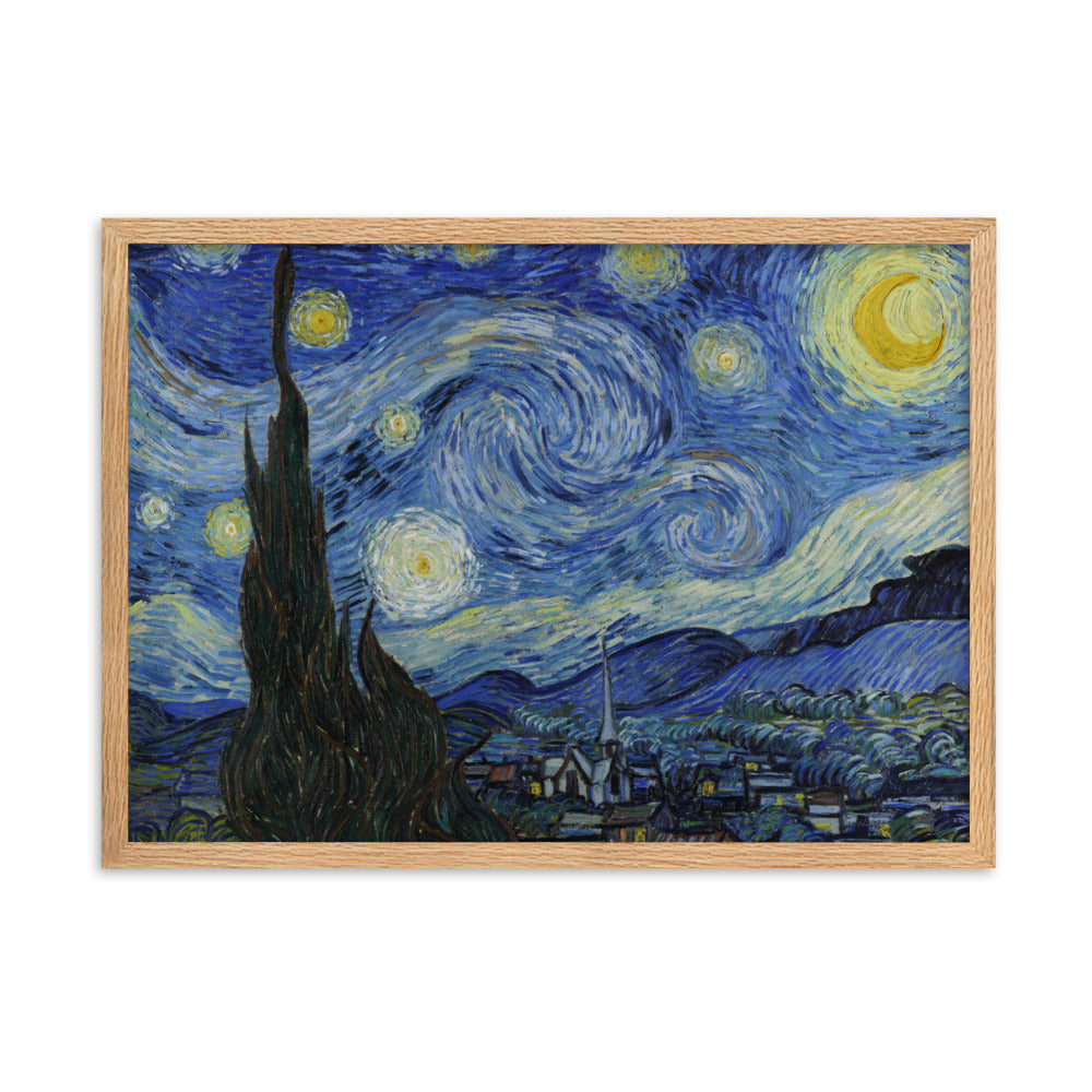Starry Night, Van Gogh - Poster im Rahmen Van Gogh horizontal (original) / Oak / 50×70 cm artlia