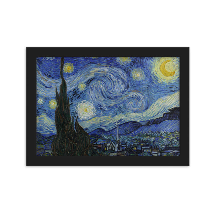 Starry Night, Van Gogh - Poster im Rahmen Van Gogh horizontal (original) / Schwarz / 21×30 cm artlia
