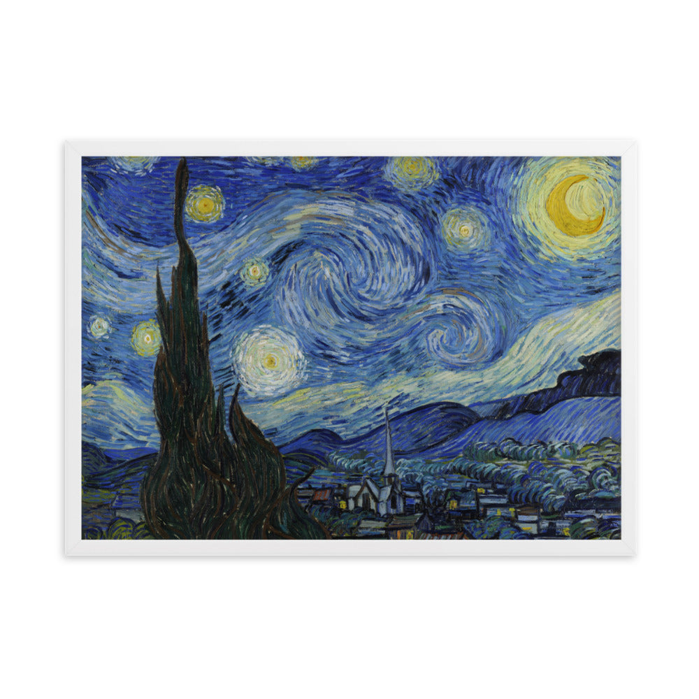 Starry Night, Van Gogh - Poster im Rahmen Van Gogh horizontal (original) / Weiß / 50×70 cm artlia