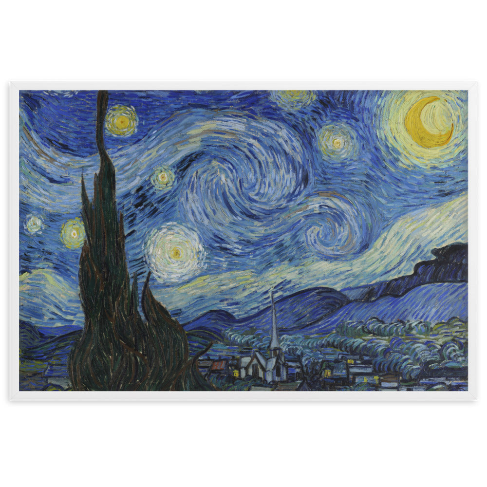 Starry Night, Van Gogh - Poster im Rahmen Van Gogh horizontal (original) / Weiß / 61×91 cm artlia