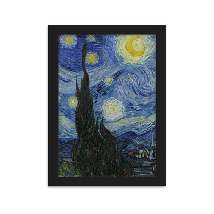 Starry Night, Van Gogh - Poster im Rahmen Van Gogh vertikal / Schwarz / 21×30 cm artlia