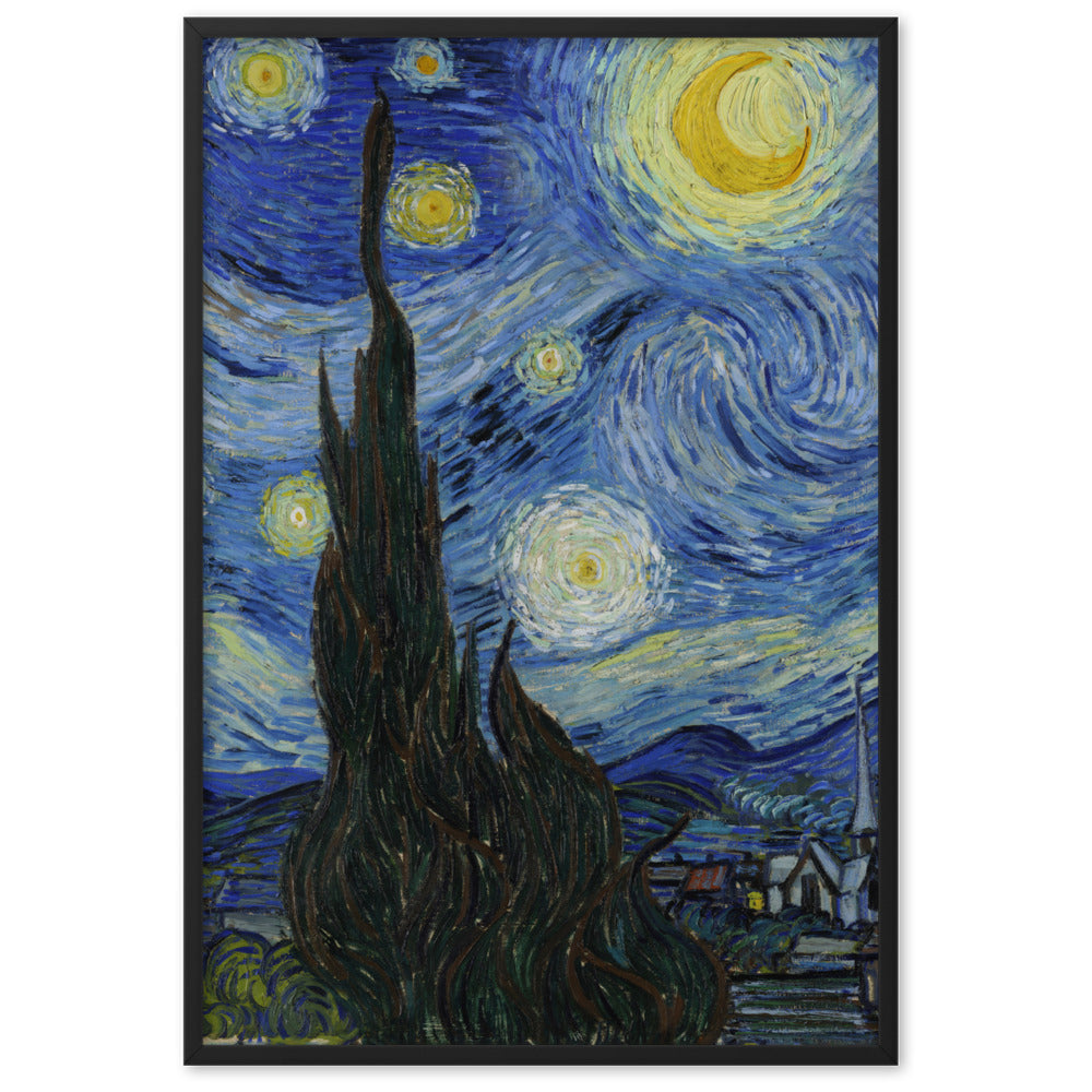 Starry Night, Van Gogh - Poster im Rahmen Van Gogh vertikal / Schwarz / 61×91 cm artlia