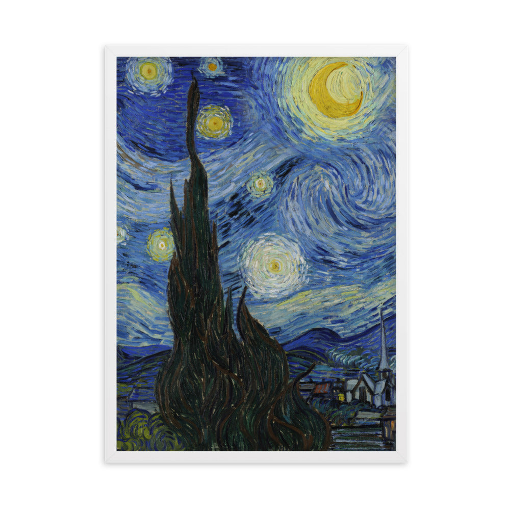 Starry Night, Van Gogh - Poster im Rahmen Van Gogh vertikal / Weiß / 50×70 cm artlia