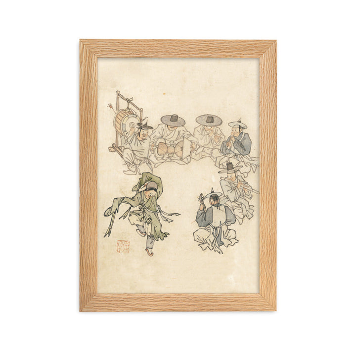 tanzendes Kind, Mudong, Kim Hong-do - Poster im Rahmen Hong-do Kim Oak / 21×30 cm artlia