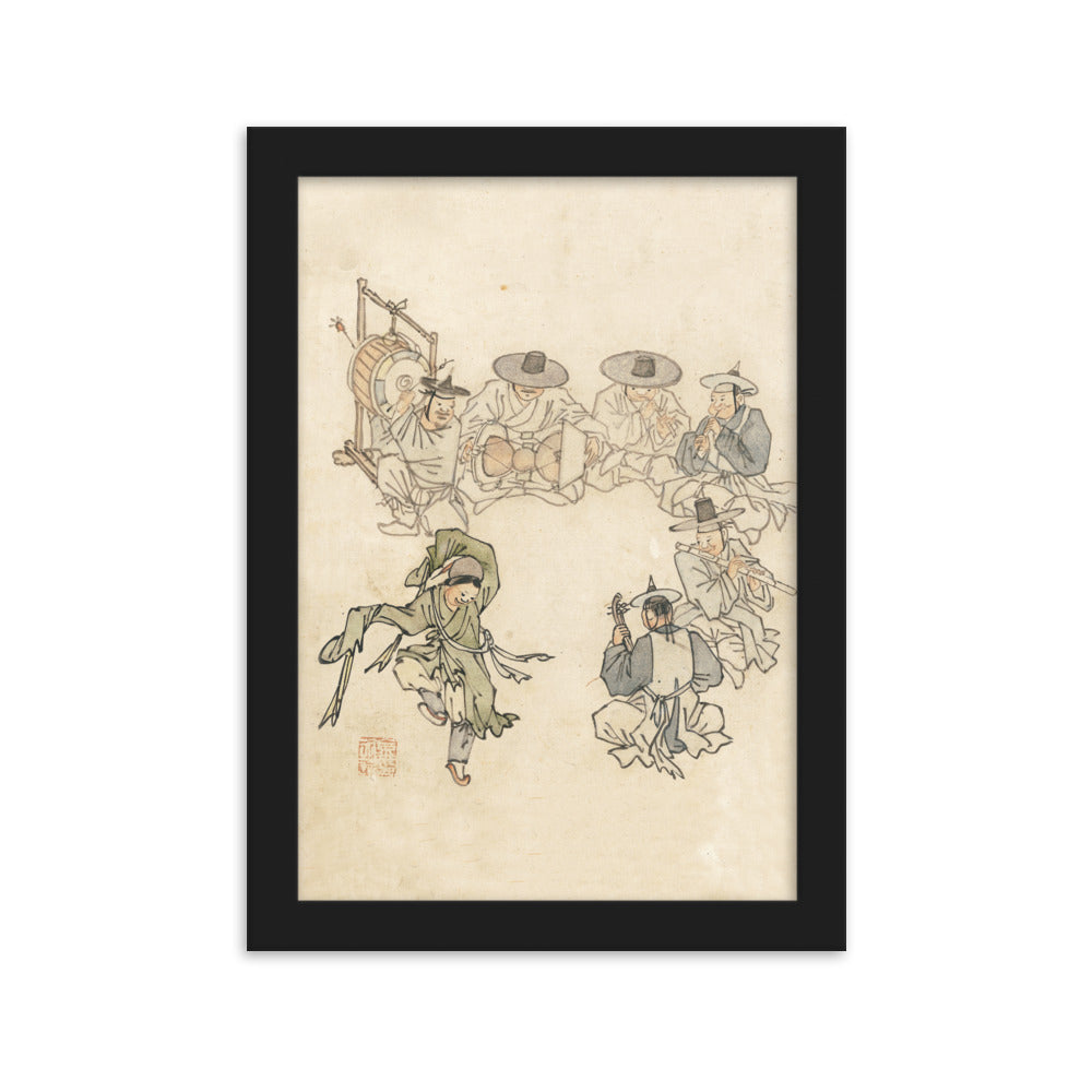 tanzendes Kind, Mudong, Kim Hong-do - Poster im Rahmen Hong-do Kim Schwarz / 21×30 cm artlia