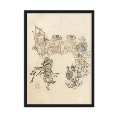 tanzendes Kind, Mudong, Kim Hong-do - Poster im Rahmen Hong-do Kim Schwarz / 50×70 cm artlia
