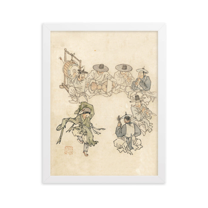 tanzendes Kind, Mudong, Kim Hong-do - Poster im Rahmen Hong-do Kim Weiß / 30×40 cm artlia