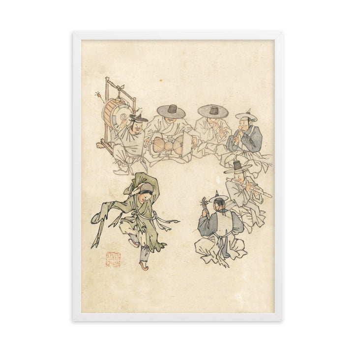 tanzendes Kind, Mudong, Kim Hong-do - Poster im Rahmen Hong-do Kim Weiß / 50×70 cm artlia