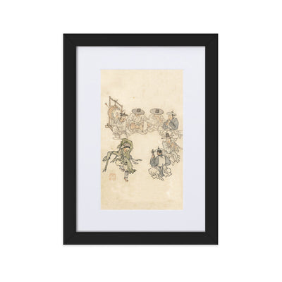tanzendes Kind, Mudong, Kim Hong-do - Poster im Rahmen mit Passepartout Hong-do Kim Schwarz / 21×30 cm artlia
