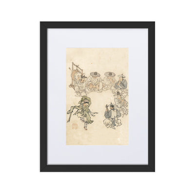 tanzendes Kind, Mudong, Kim Hong-do - Poster im Rahmen mit Passepartout Hong-do Kim Schwarz / 30×40 cm artlia
