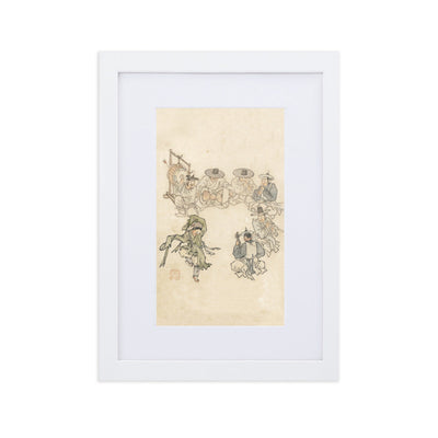 tanzendes Kind, Mudong, Kim Hong-do - Poster im Rahmen mit Passepartout Hong-do Kim Weiß / 21×30 cm artlia