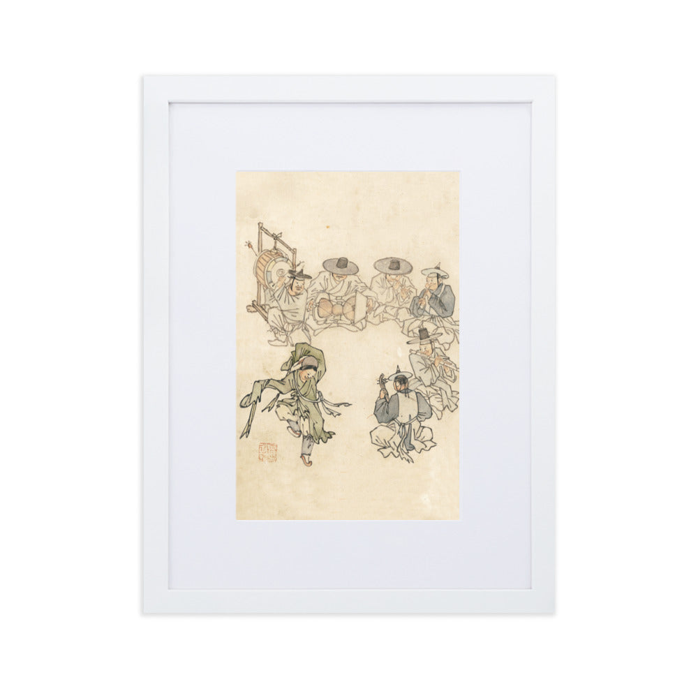tanzendes Kind, Mudong, Kim Hong-do - Poster im Rahmen mit Passepartout Hong-do Kim Weiß / 30×40 cm artlia