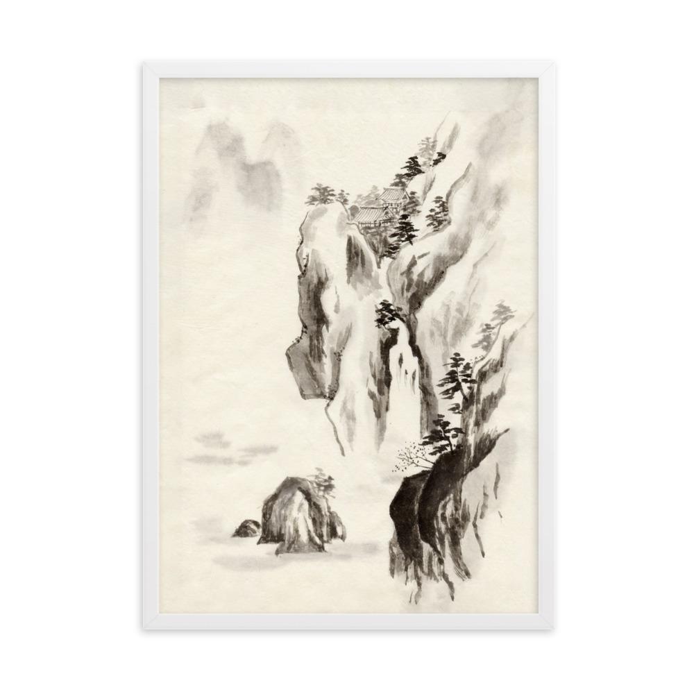 Temple in the Cliff Tempel im Felsen - Poster im Rahmen artlia Weiß / 50×70 cm artlia
