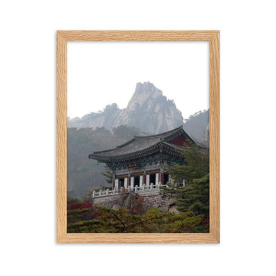 Temple in the mountain Tempel im Berg - Poster im Rahmen artlia Oak / 30×40 cm artlia
