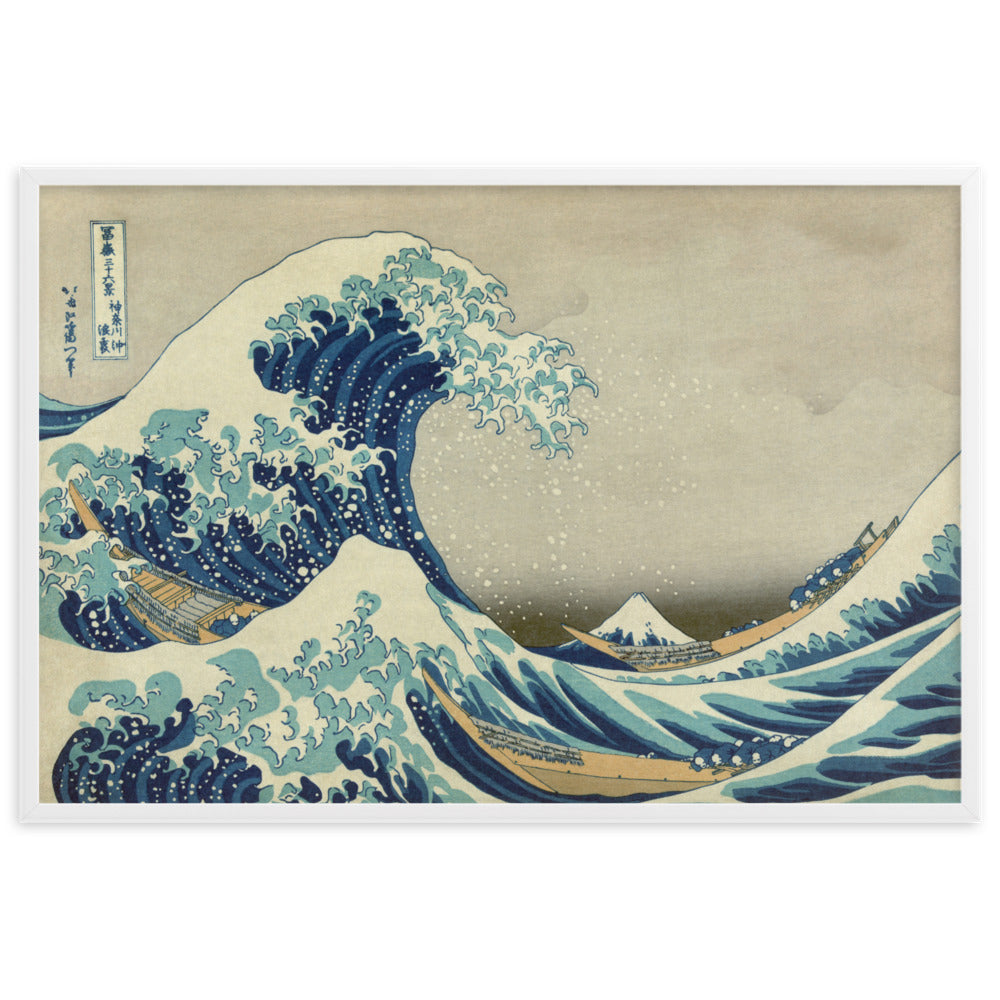 The Great Wave Hokusai - Poster im Rahmen Katsushika Hokusai horizontal / Weiß / 61×91 cm artlia