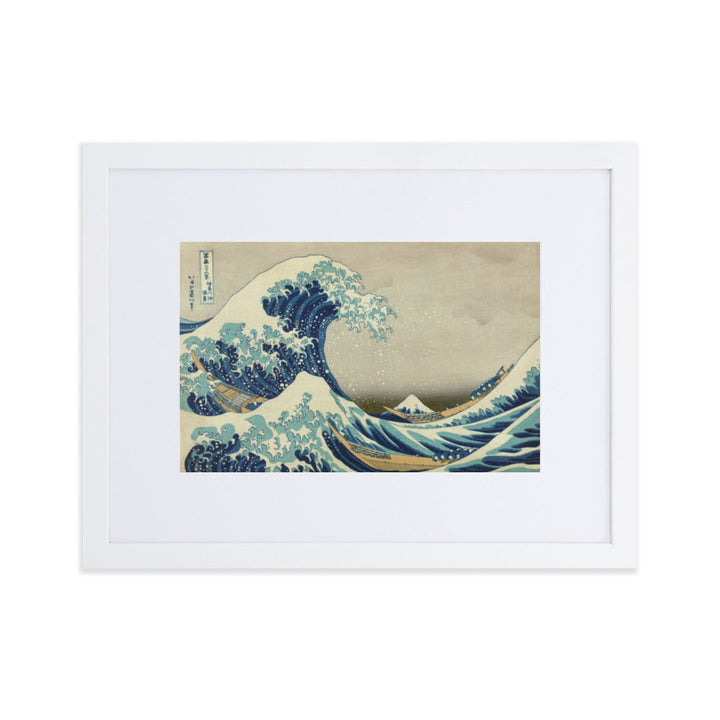 The Great Wave Hokusai - Poster im Rahmen mit Passepartout Katsushika Hokusai horizontal / Weiß / 30×40 cm artlia