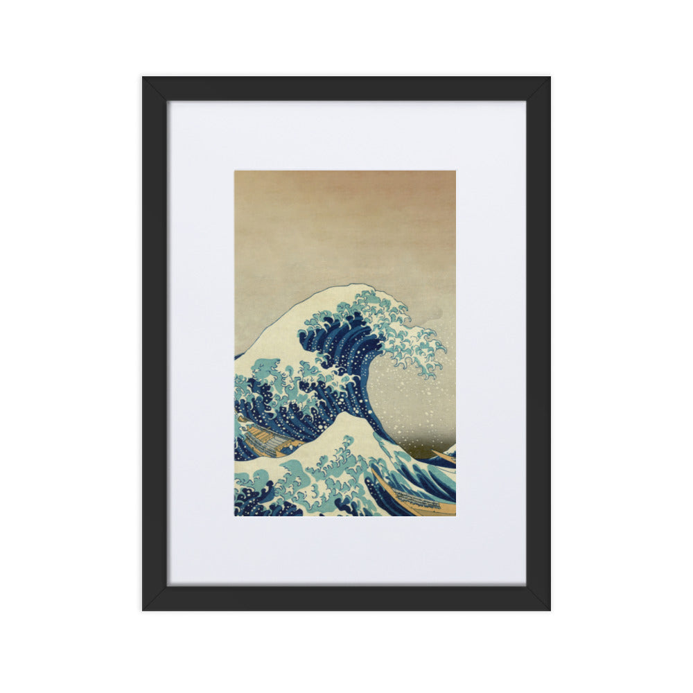The Great Wave Hokusai - Poster im Rahmen mit Passepartout Katsushika Hokusai vertical / Schwarz / 30×40 cm artlia