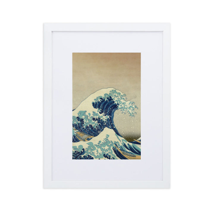 The Great Wave Hokusai - Poster im Rahmen mit Passepartout Katsushika Hokusai vertical / Weiß / 30×40 cm artlia