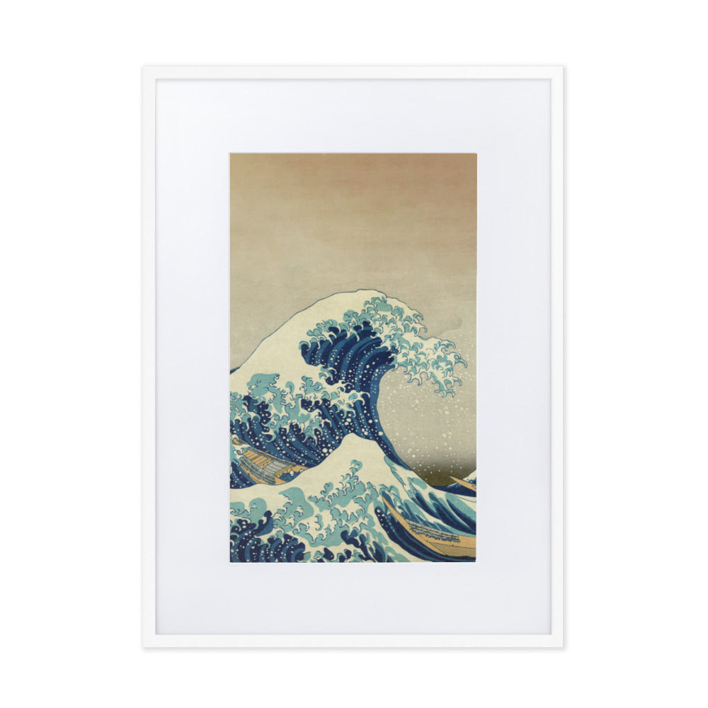 The Great Wave Hokusai - Poster im Rahmen mit Passepartout Katsushika Hokusai vertical / Weiß / 50×70 cm artlia