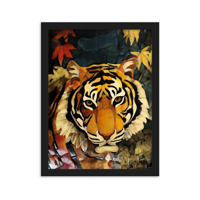 Tiger in Autumn - Poster im Rahmen Kuratoren von artlia Schwarz / 30×40 cm artlia