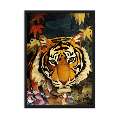 Tiger in Autumn - Poster im Rahmen Kuratoren von artlia Schwarz / 50×70 cm artlia