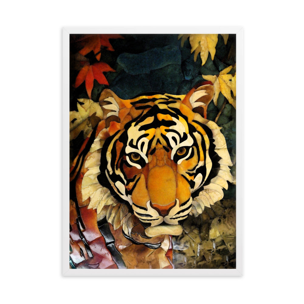Tiger in Autumn - Poster im Rahmen Kuratoren von artlia Weiß / 50×70 cm artlia