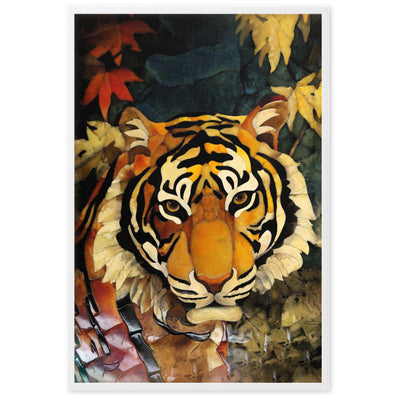 Tiger in Autumn - Poster im Rahmen Kuratoren von artlia Weiß / 61×91 cm artlia