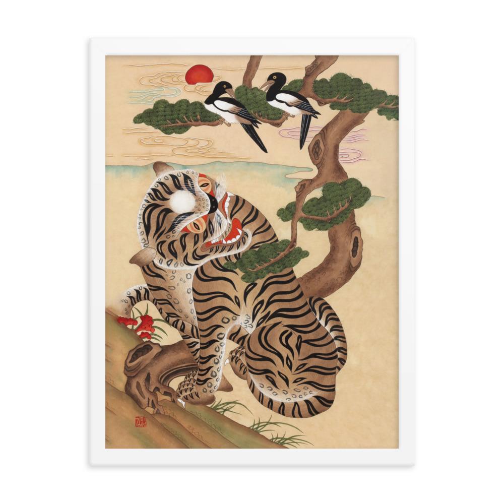 Tiger und Elster - Poster im Rahmen Misun Kim weiß / 30x41 cm artlia