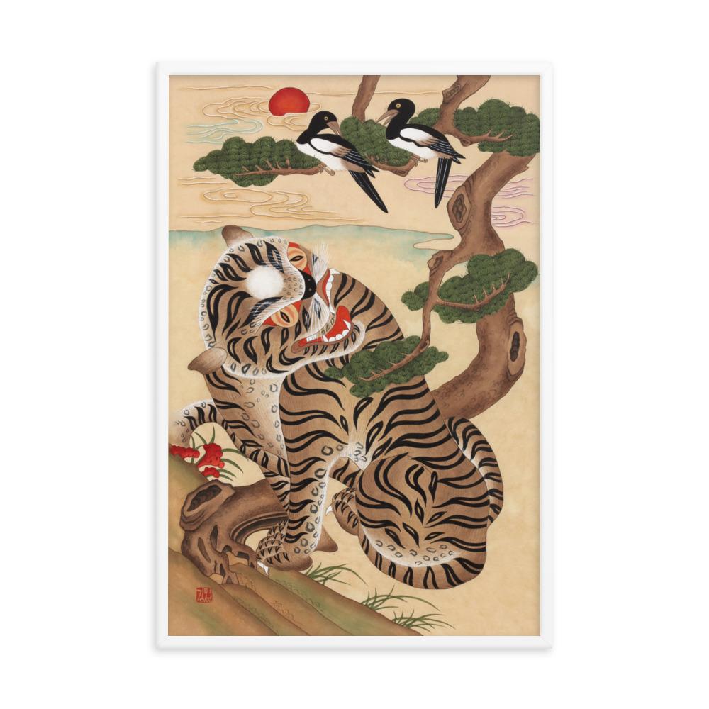 Tiger und Elster - Poster im Rahmen Misun Kim weiß / 61x91 cm artlia