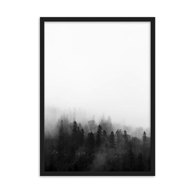 Wald im Nebel - Poster im Rahmen Kuratoren von artlia Schwarz / 50×70 cm artlia