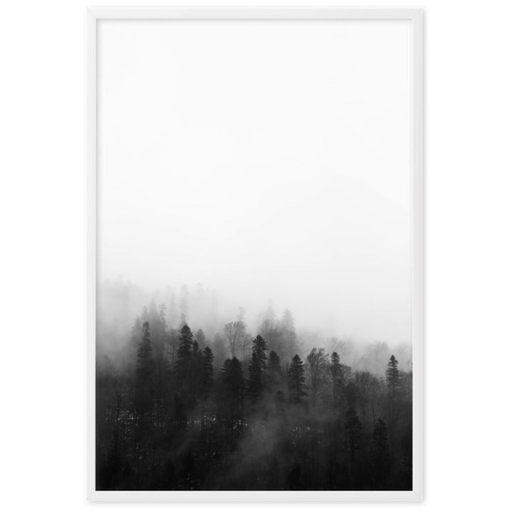 Wald im Nebel - Poster im Rahmen Kuratoren von artlia Weiß / 61×91 cm artlia