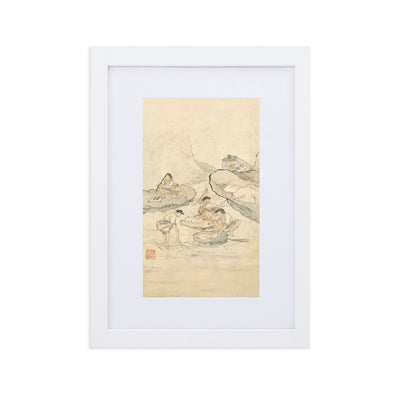 Wäscherei, Kim Hong-do - Poster im Rahmen mit Passepartout Hong-do Kim Weiß / 21×30 cm artlia