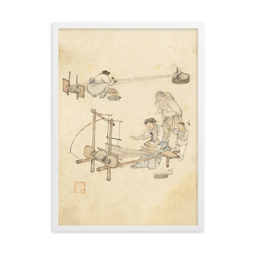 Weberei, Kim Hong-do - Poster im Rahmen Hong-do Kim Weiß / 50×70 cm artlia
