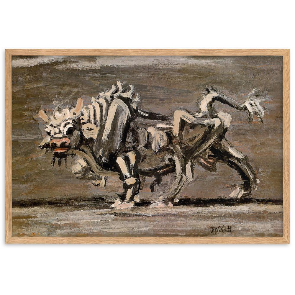 Weißer Ochse, Lee Jung-seob White Ox - Poter im Rahmen artlia Oak / 61×91 cm artlia